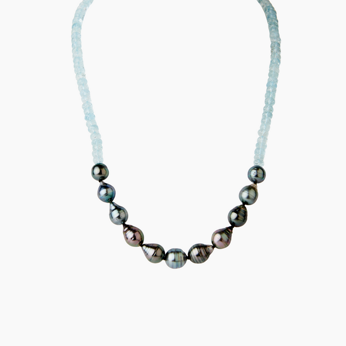 Mana Ombre Aquamarine Tahitian Pearl Necklace