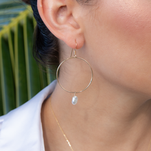 画像をギャラリービューアに読み込む, マリコ アクアマリン タヒチアンパール フープイヤリング