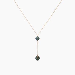 Double Peacock Tahitian Pearl Y Necklace