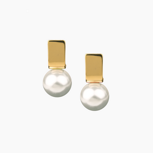 Modern Large White Pearl Earrings