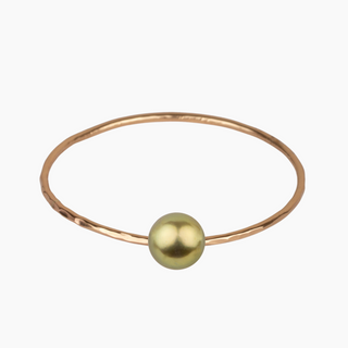 Pistachio Tahitian pearl bangle in gold made in hawaii