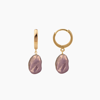 Pink Keshi pearl huggie earrings in gold