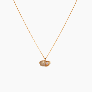 gold shell necklace with pearl inside