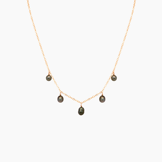 Tahitian Keshi black pearl necklace in gold handcrafted in Hawaii