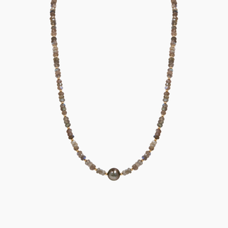 Mantra Labradorite Tahitian Pearl Wrap Bracelet/Necklace