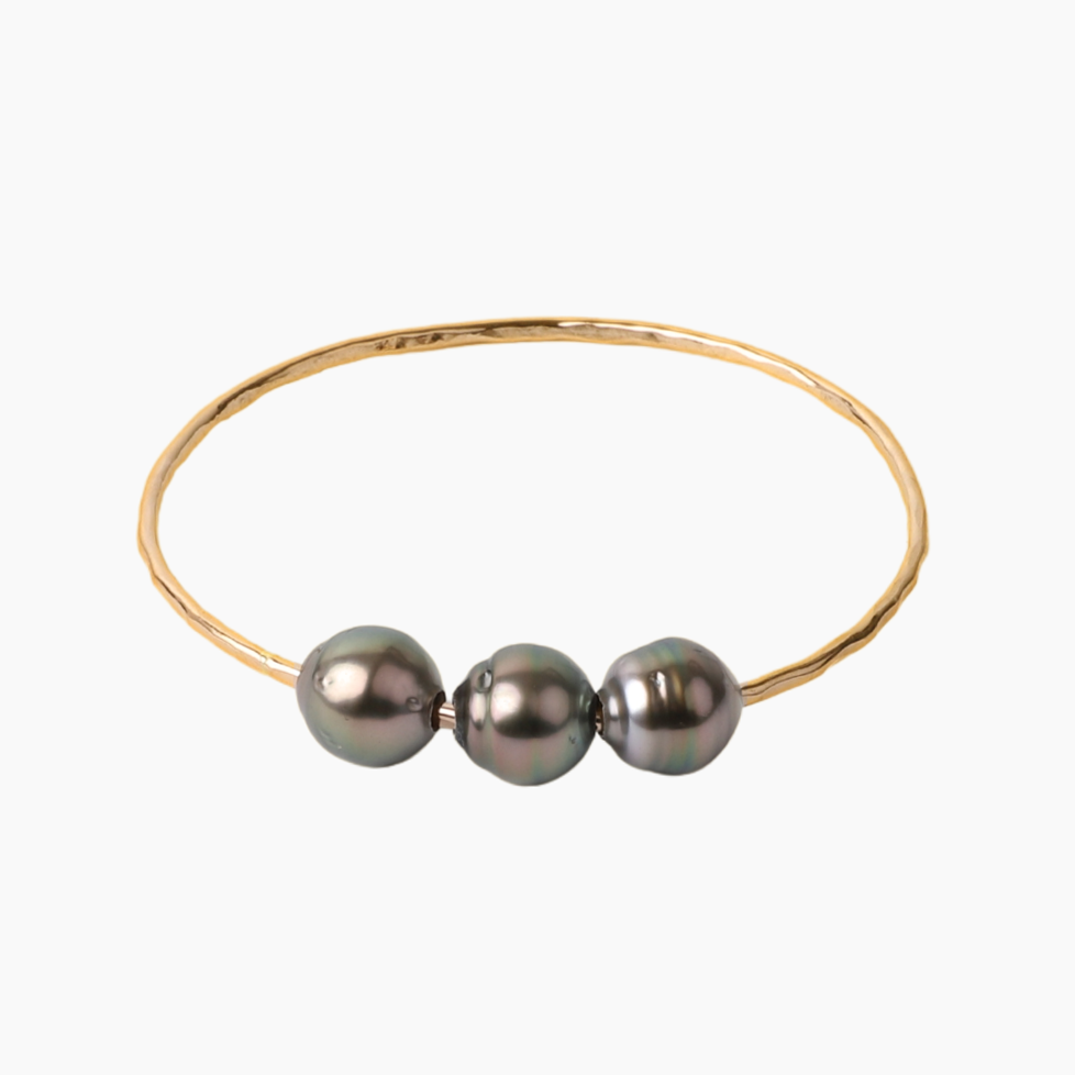 Peacock Triple Tahitian Pearl Bangle