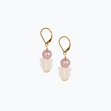 Load image into Gallery viewer, White Crown Pink Pearl Drop Earring