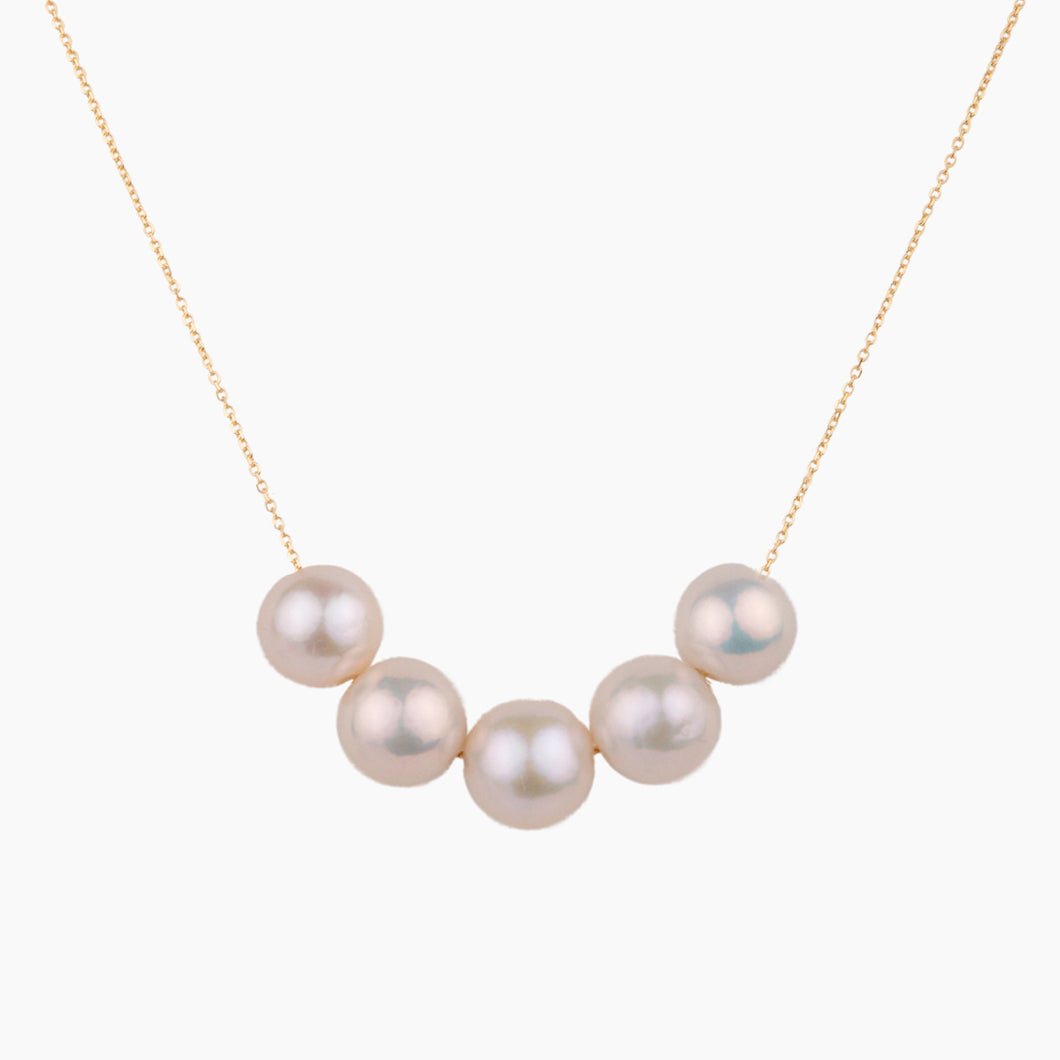 Floating Five White Edison Pearl Necklace
