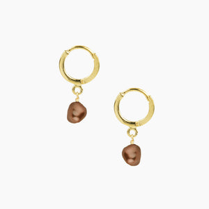 Chocolate Keshi Pearl Huggies