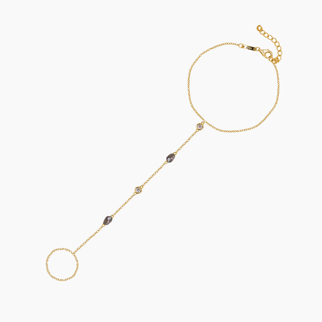 Tahitian Keshi Pearl Hand Chain Bracelet