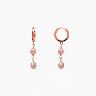 pink keshi pearl huggie on rose gold made in hawaii