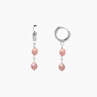 pink keshi pearl huggie on silver made in hawaii