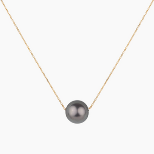 Floating Silver Tahitian Pearl Necklace 14kt Gold Filled