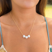 Load image into Gallery viewer, Floating Triple White Edison Pearl Necklace