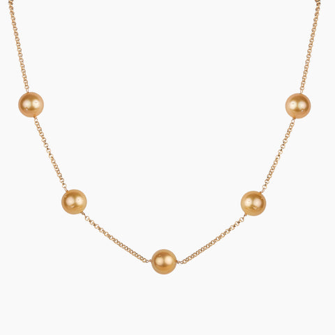 Golden Pearl Necklace Serial Number | 10mm13-5mm-golden-south-sea-pearl- necklace-true-aaa-16inch-s6-sn01002g-b19 | American Pearl