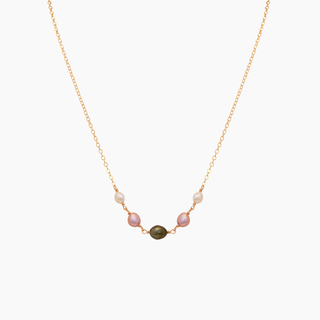 mulitcolor keshi pearl necklace on gold chain
