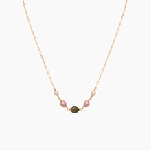 Load image into Gallery viewer, mulitcolor keshi pearl necklace on gold chain