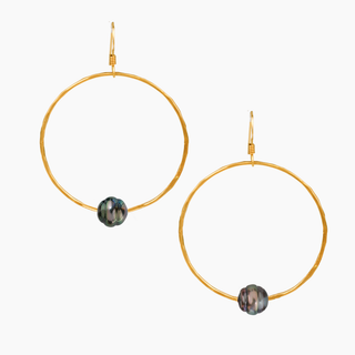 Isla Peacock Tahitian Pearl Hoop Earrings