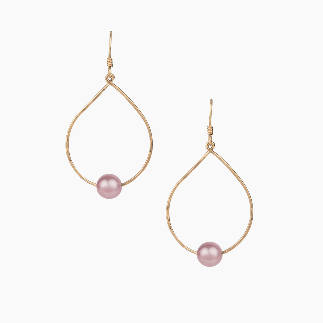 Mini Pink Pearl Teardrop Earrings