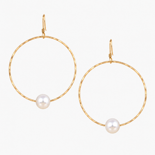 Isla White Pearl Hoop Earrings