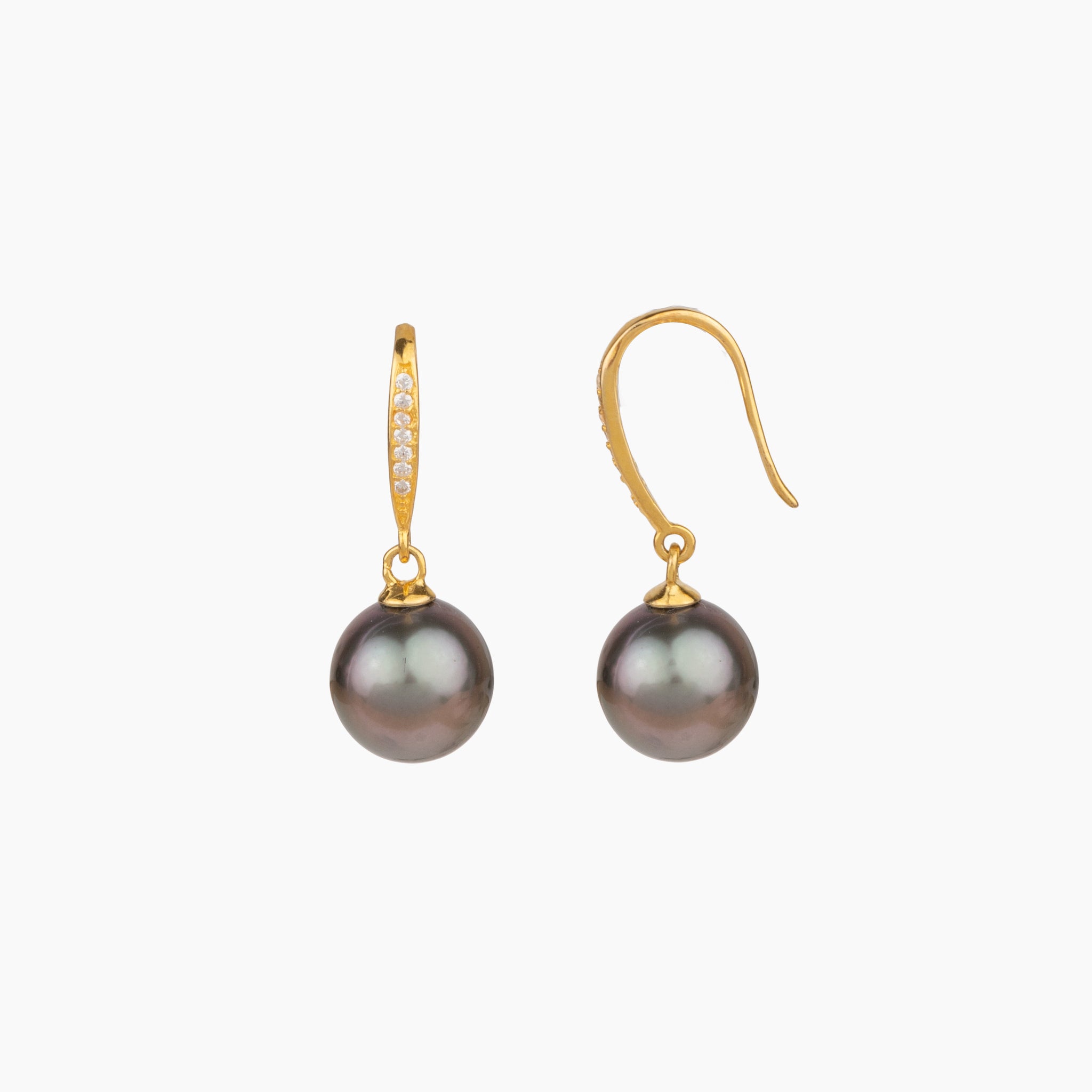 Tahitian Black Pearl 2024 and Monstera leaf drop earrings,