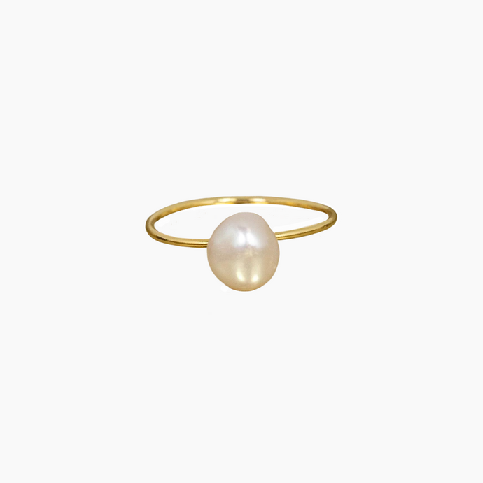 White Keshi Pearl Ring
