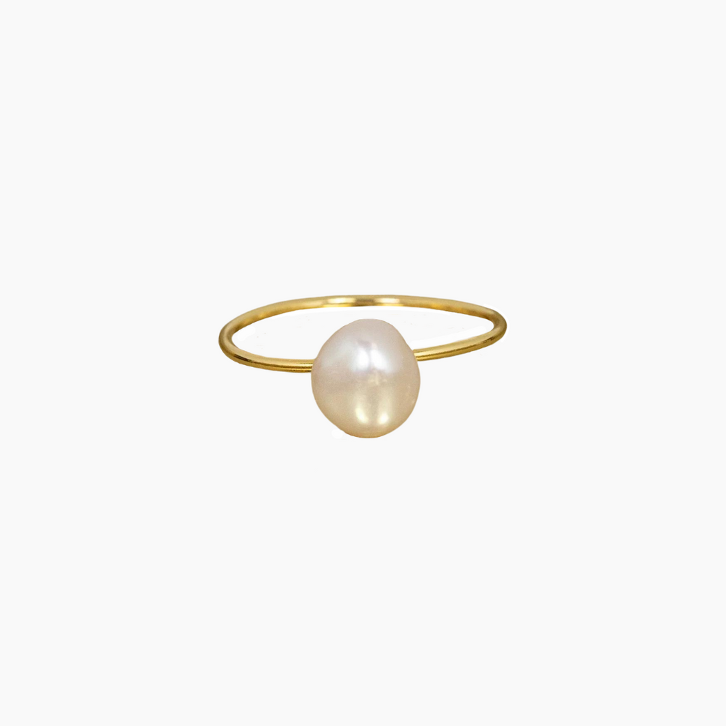 White Keshi Pearl Ring