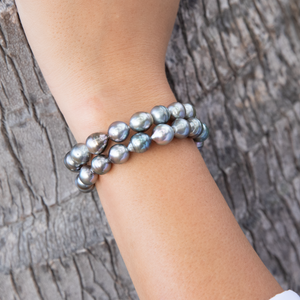 Silver Tahitian Pearl Coil Bracelet