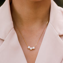 Load image into Gallery viewer, Lorelei Triple White Pearl Floating Necklace