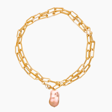 Load image into Gallery viewer, Luxe Links Long Pink Flameball Pearl Necklace