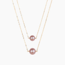 Load image into Gallery viewer, Mama &amp; Me Pink Edison Pearl Bar Necklace Set