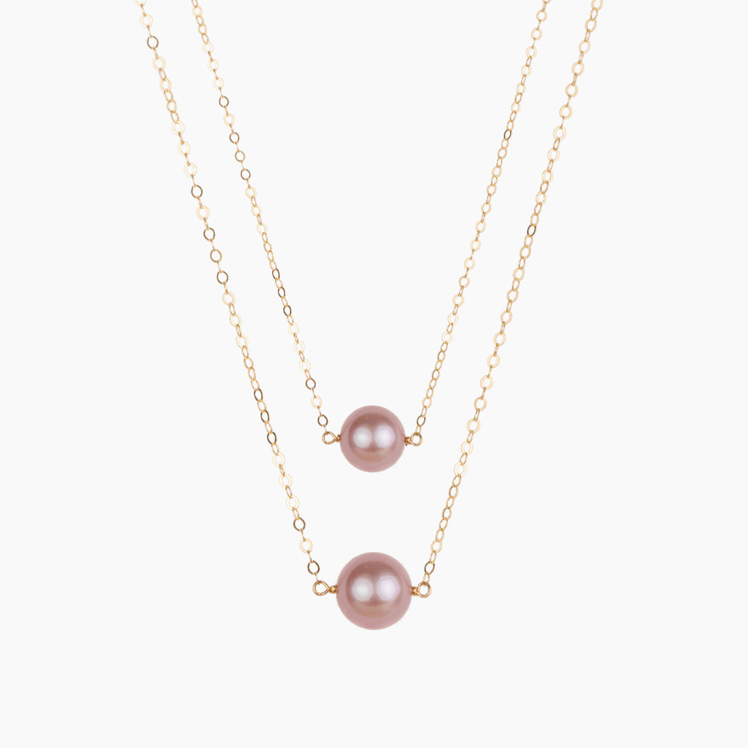 Mama & Me Pink Pearl Necklace Set