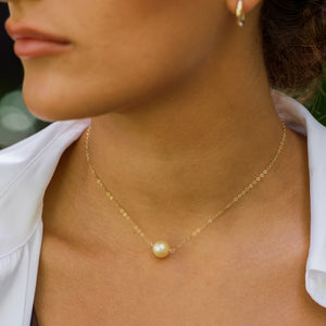 Mama Golden Pearl Bar Necklace