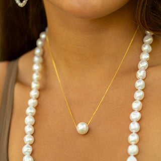 Micaela White Pearl Floating Necklace