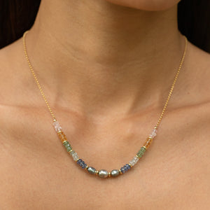 Lia Rainbow Gemstone Keshi Pearl Necklace