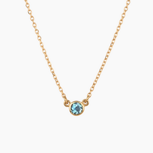 Aquamarine Solitaire Birthstone Necklace