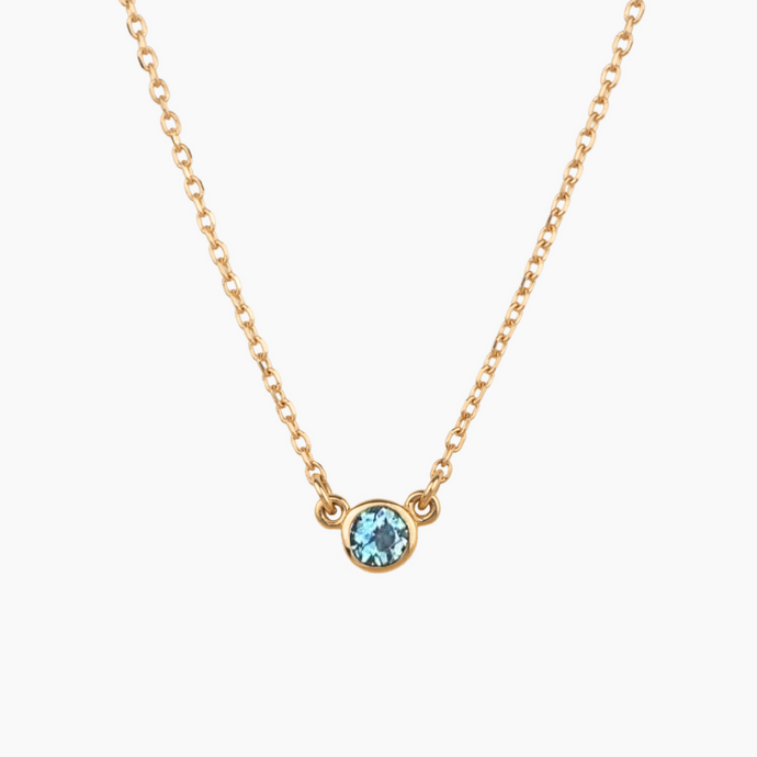 Aquamarine Solitaire Birthstone Necklace