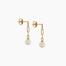 Load image into Gallery viewer, Tiny White Pearl Drop Earrings