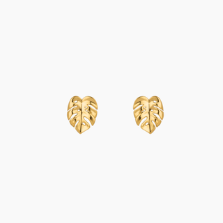 Tiny Monstera Stud Earring 14kt Gold