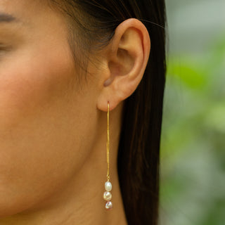 Ombré Pink Keshi Pearl Threader Earrings