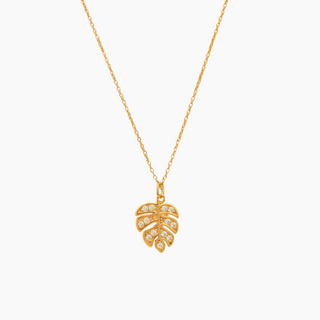 Pave CZ Monstera Necklace