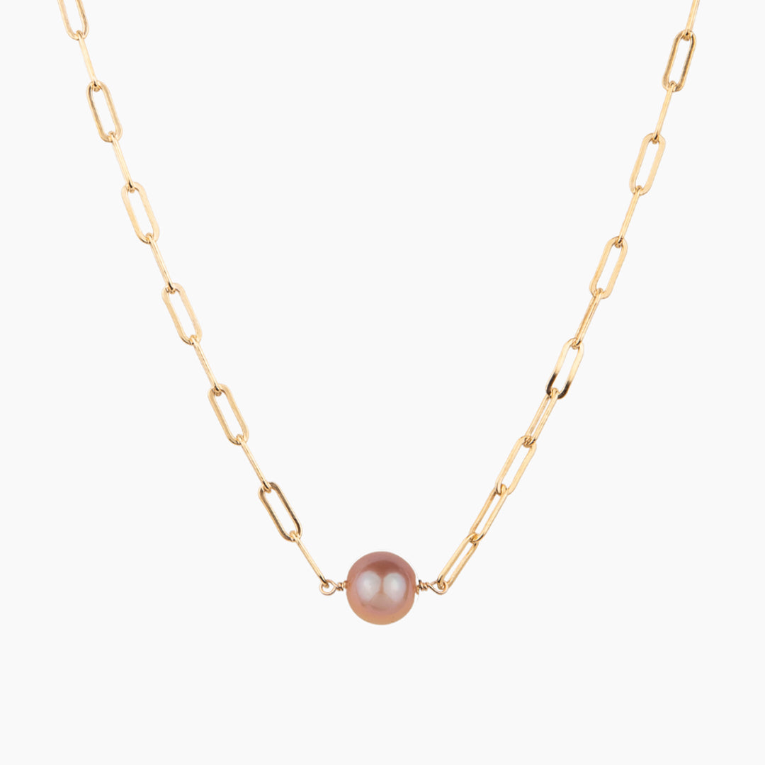 Pink Pearl Paperclip Choker