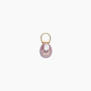 Pearl pendant on a gold chain against a white background