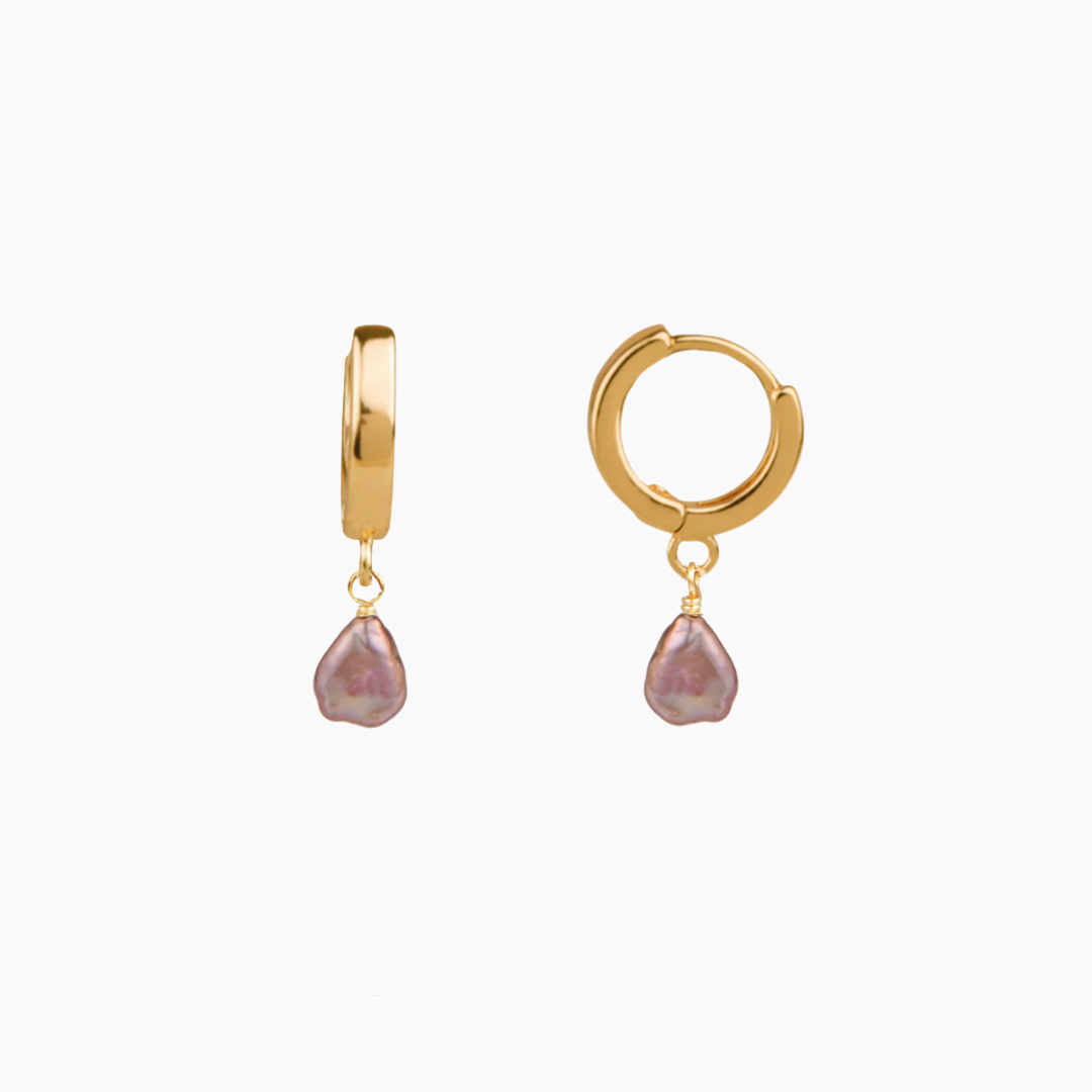 Pink Keshi Pearl Huggie