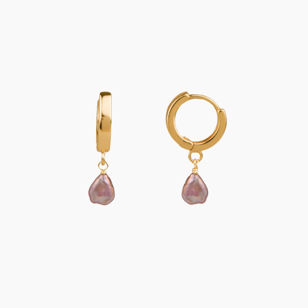Pink Keshi Pearl Huggie