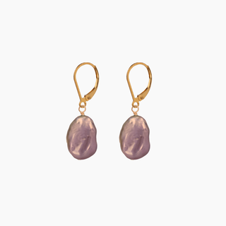 Pink Keshi pearl leverback earrings in gold