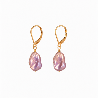 Pink Keshi Pearl Leverback Earrings