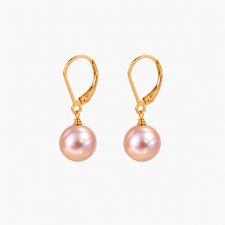 Pink Pearl Leverback Earrings