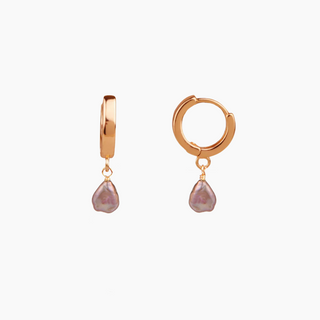Pink Keshi Pearl Huggie in rose gold