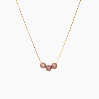 Lorelei Triple Pink Pearl Floating Necklace